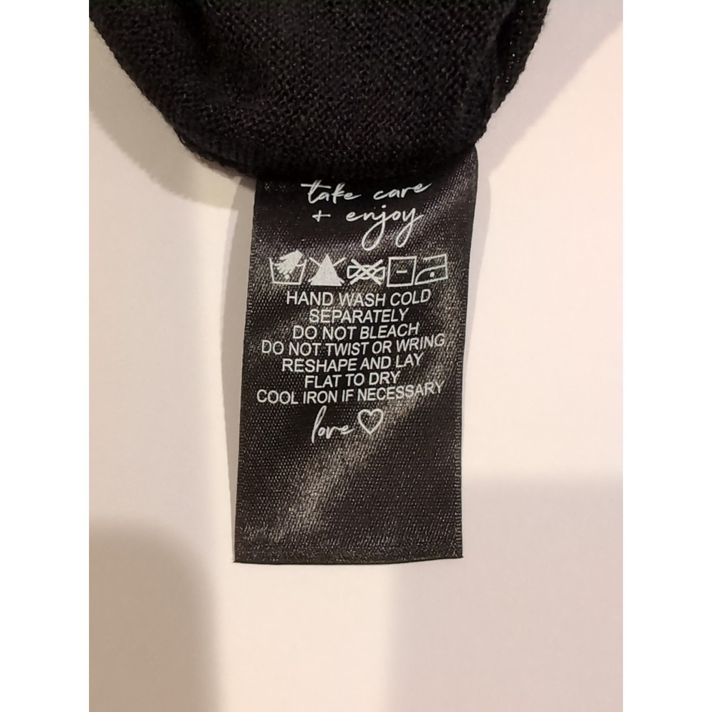 Nic + Zoe Women's Long Sleeve Cotton Linen Blend Black SweaterAsymmetrical S - Picture 7 of 9